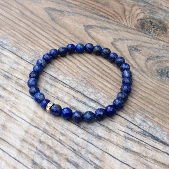 Lapis bracelet, throat chakra, crystal healing bracelet, September birthstone - Picture 4 of 9